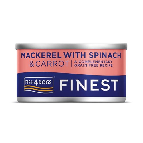 FISH4DOGS mitrā barība suņiem, makrele/spināti/burkāni, 85g