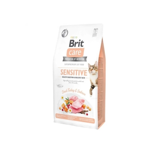BRIT Care Sensitive sausā barība kaķiem tītars/lasis 7kg