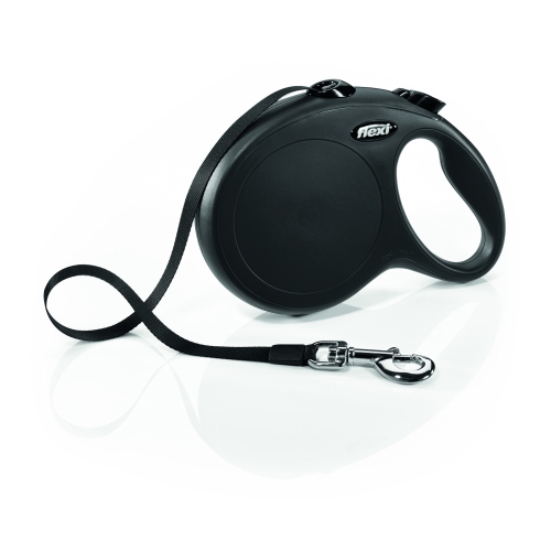 Flexi Classic Compact pavada, L/8m, melna
