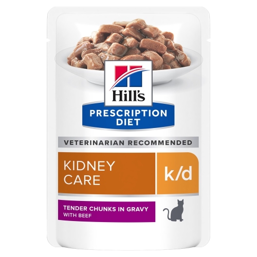 HILLS PD k/d Kidney Care mitrā barība kaķiem, liellops, 85g