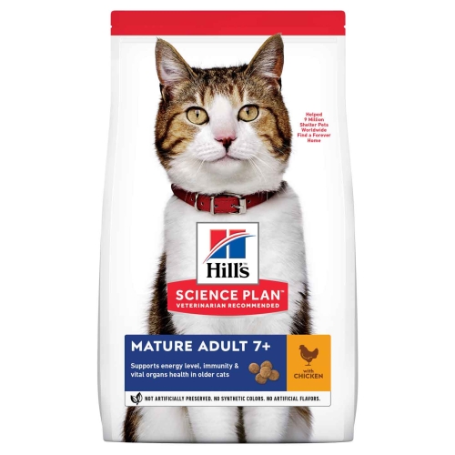 HILL'S SP Mature 7+ sausā barība kaķiem, vista, 1,5kg