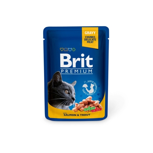 BRIT Premium mitrā barība kaķiem, lasis/forele, 100g