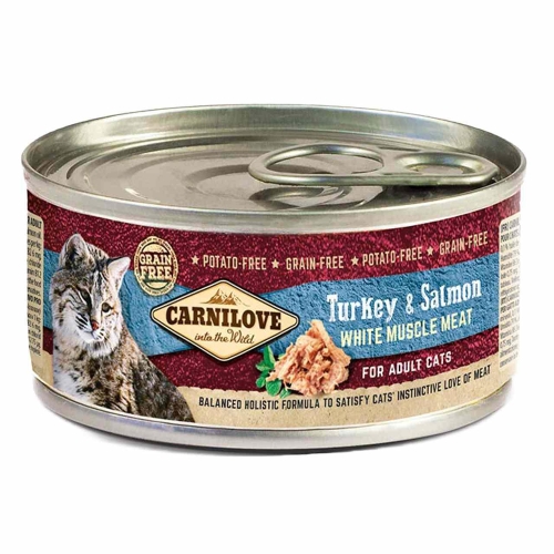 CARNILOVE mitrā barība kaķiem, tītars/lasis, 100g