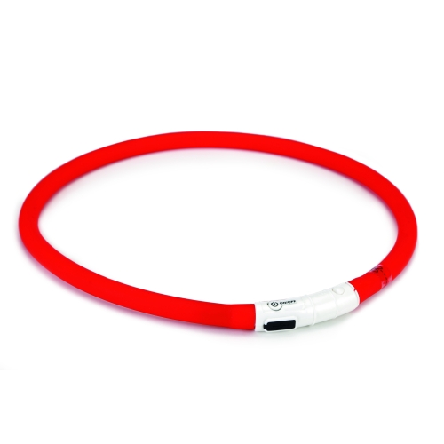 BEEZTEES Dogini Led + USB kakla siksna, 70 cmx10 mm, sarkana