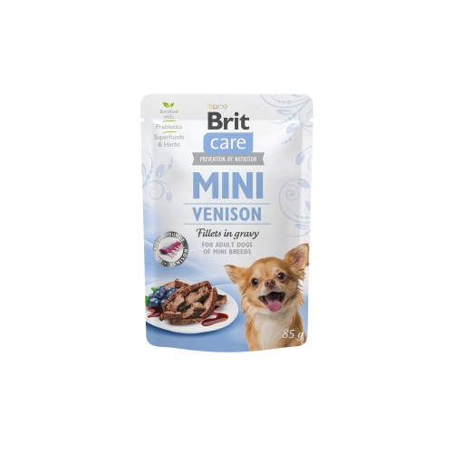 BRITCare mitrā barība mazo šķirņu suņiem, brieža gaļa mērcē 85g