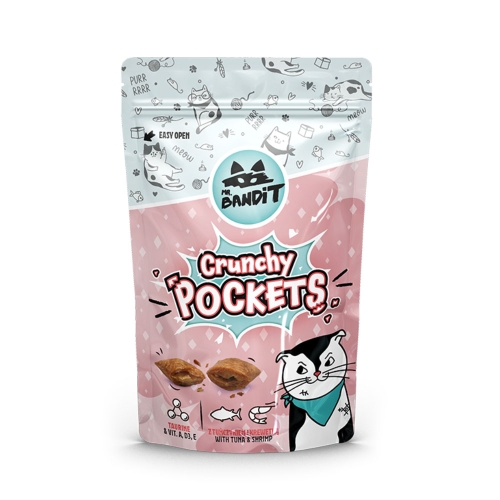 MR.BANDIT Crunchy Pockets kaķiem, tuncis/garneles, 40g