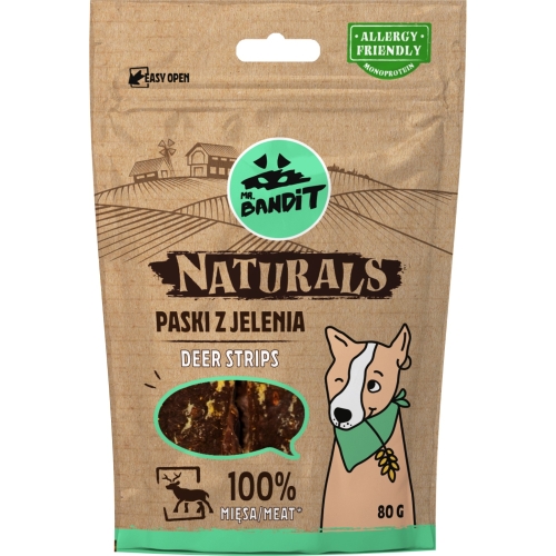 MR.BANDIT Naturals brieža gaļas sloksnītes 80g