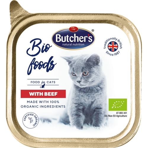 BUTCHER'S Bio mitrā barība kaķiem ar liellopu gaļu 85g