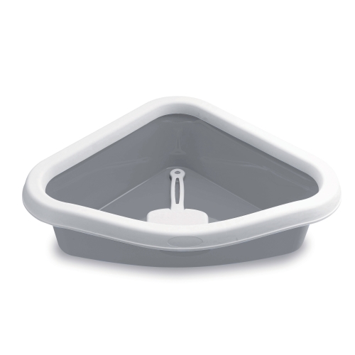 STEFANPLAST Sprint Corner kaķu tualete 56x40x14cm, balta/pelēka
