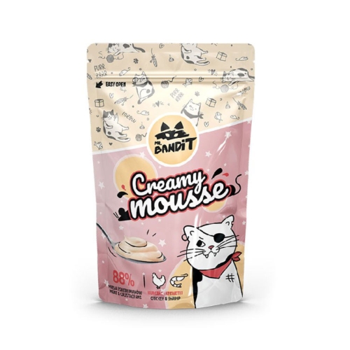 MR.BANDIT Creamy Mousse kaķiem, vistas gaļa/garneles, 60g
