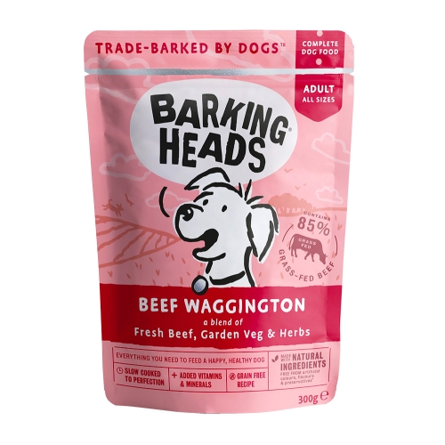 BARKING HEADS mitrā barība suņiem ar liellopa gaļu, 300 g