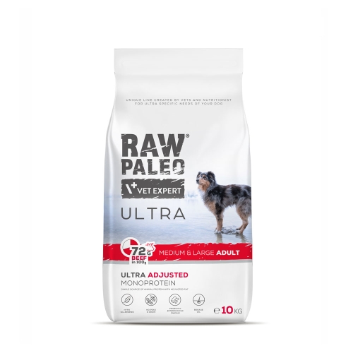 RAW PALEO Ultra Medium/Large sausā barība suņiem, liellops, 10kg