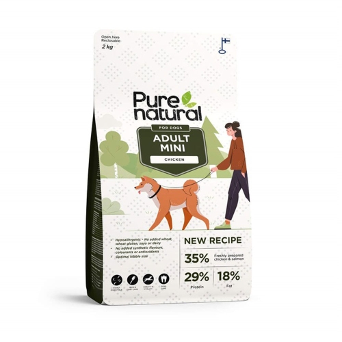 PURENATURAL Mini Adult sausā barība suņiem, vista/lasis, 2kg