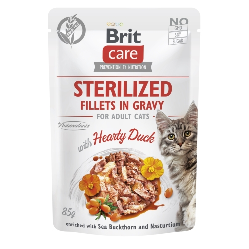 BRIT Care Sterilized mitrā barība kaķiem, pīle mērcē, 85g
