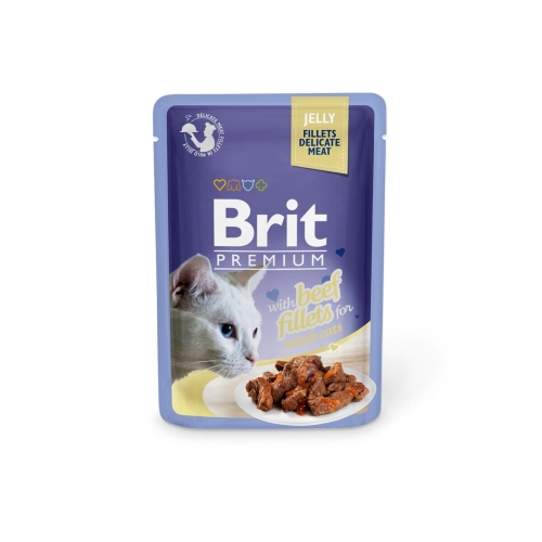 BRIT Premium mitrā barība kaķiem, liellops želejā 85g