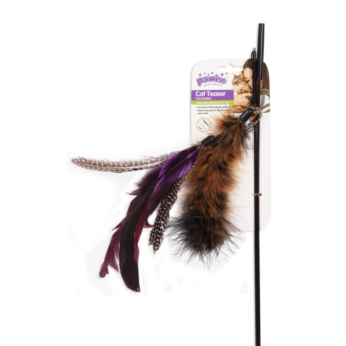 PAWISE Cat teaser rotaļlieta ar spalvām, 47cm