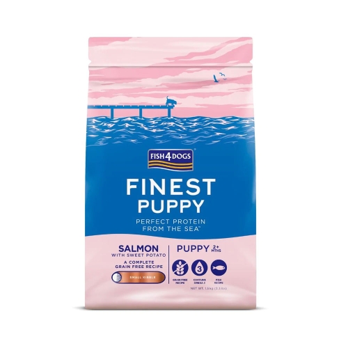 FISH4DOGS Puppy sausā barība kucēniem, lasis/batātes, 1,5 kg