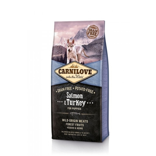 CARNILOVE sausā barība kucēniem lasis/tītars 12kg