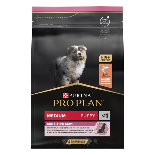 PRO PLAN Medium Puppy SensSkin sausā barība kucēniem, lasis, 3kg