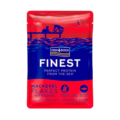 FISH4DOGS Finest mitrā barība makreles gabaliņi/kalmārs 100 g