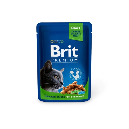 BRIT PREMIUM mitrā barība steril. kaķiem, vista mērcē, 85g