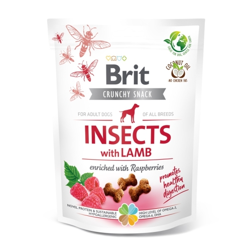 BRIT Crunchy gardumi suņiem, insekti/jērs, 200g