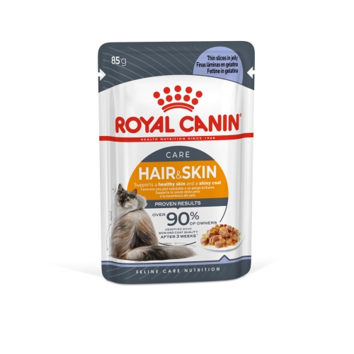 ROYAL CANIN Hair&Skin mitrā barība kaķiem želejā , 85g