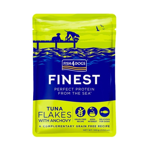 FISH4DOGS Finest mitrā barība tunča gabaliņi/anšovi 100 g