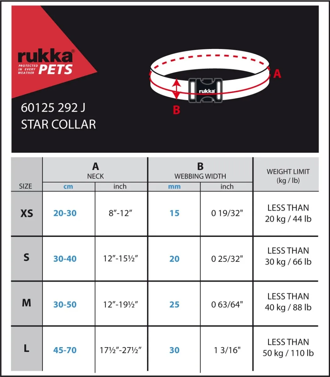 Rukka Star kakla siksna suņiem, XS izmērs, 15 mm/20-30 cm, rozā - Produkta attēls 2