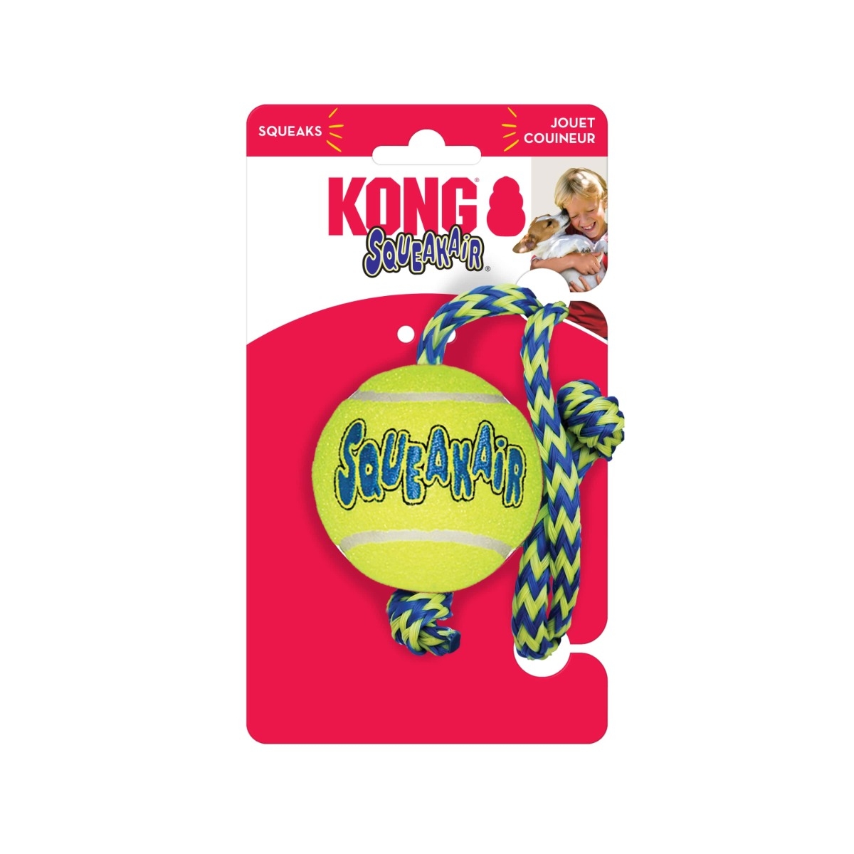 KONG SqueakAir bumba ar virvi, M - Produkta attēls 2