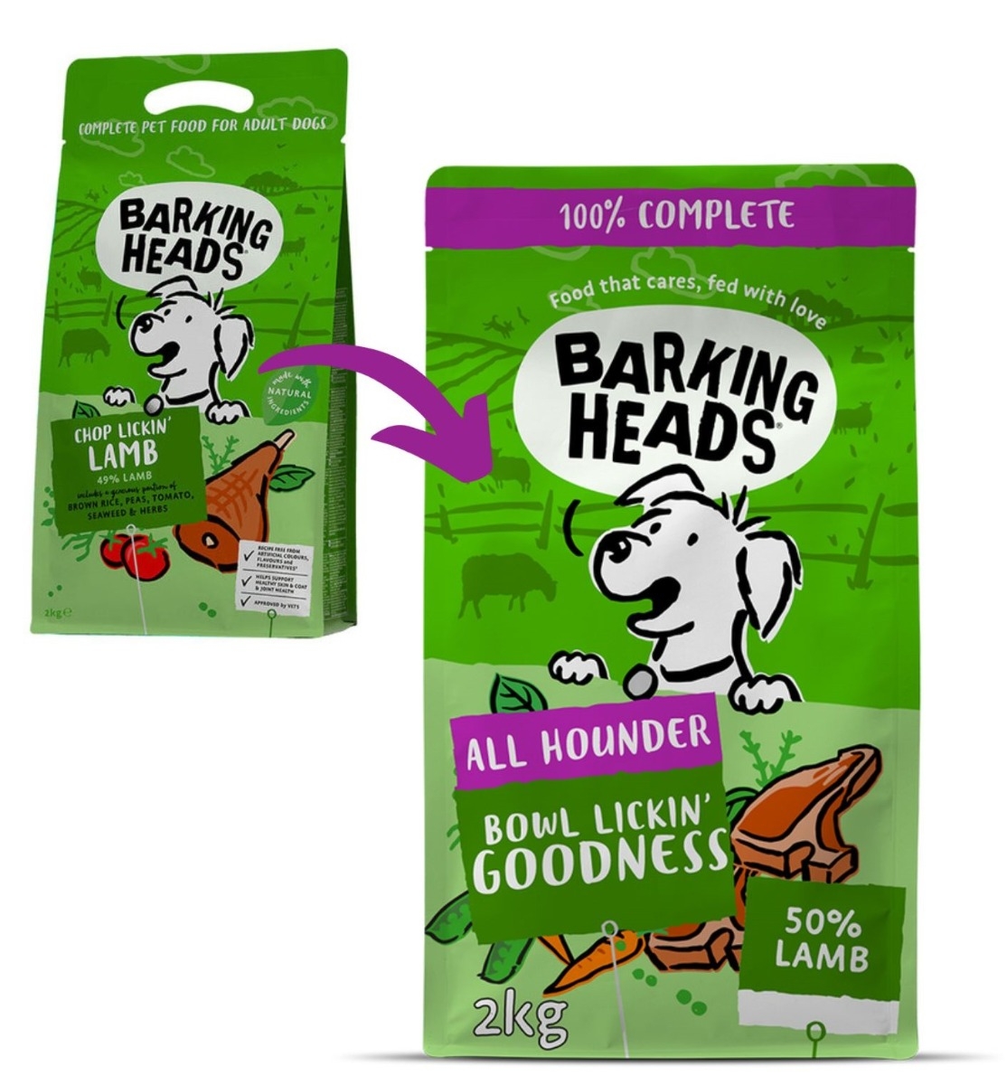 BARKING HEADS All Hounder Lamb sausā barība suņiem, jērs, 12 kg - Produkta attēls 2