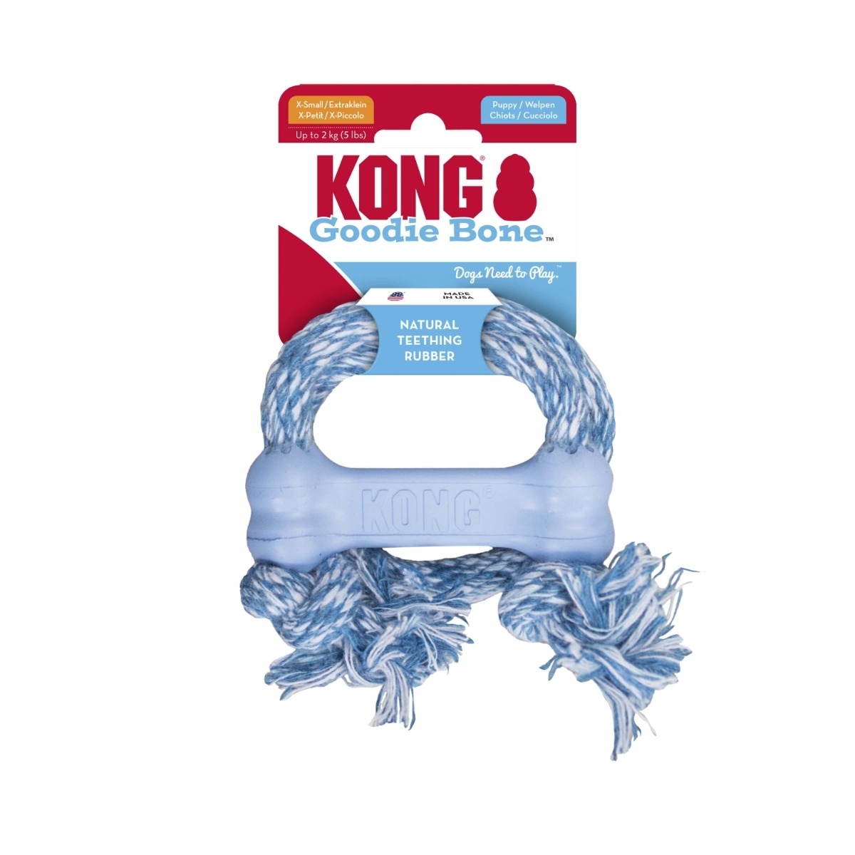 KONG Puppie Goodie Goodie Bone ar virvi kucēniem, XS - Produkta attēls 3