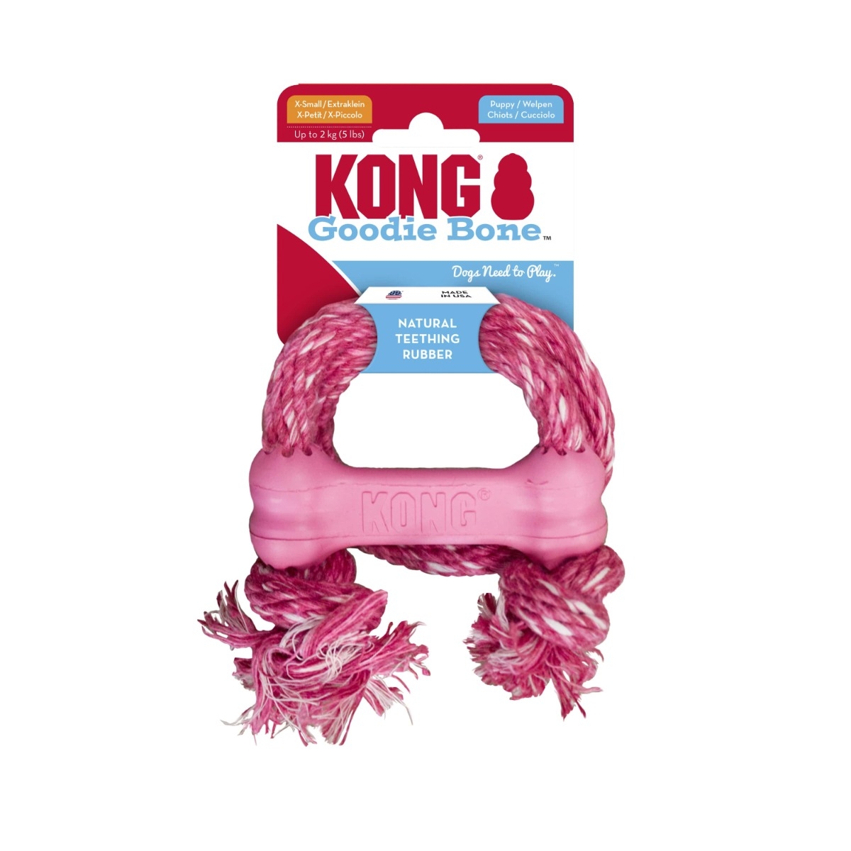 KONG Puppie Goodie Goodie Bone ar virvi kucēniem, XS - Produkta attēls 4