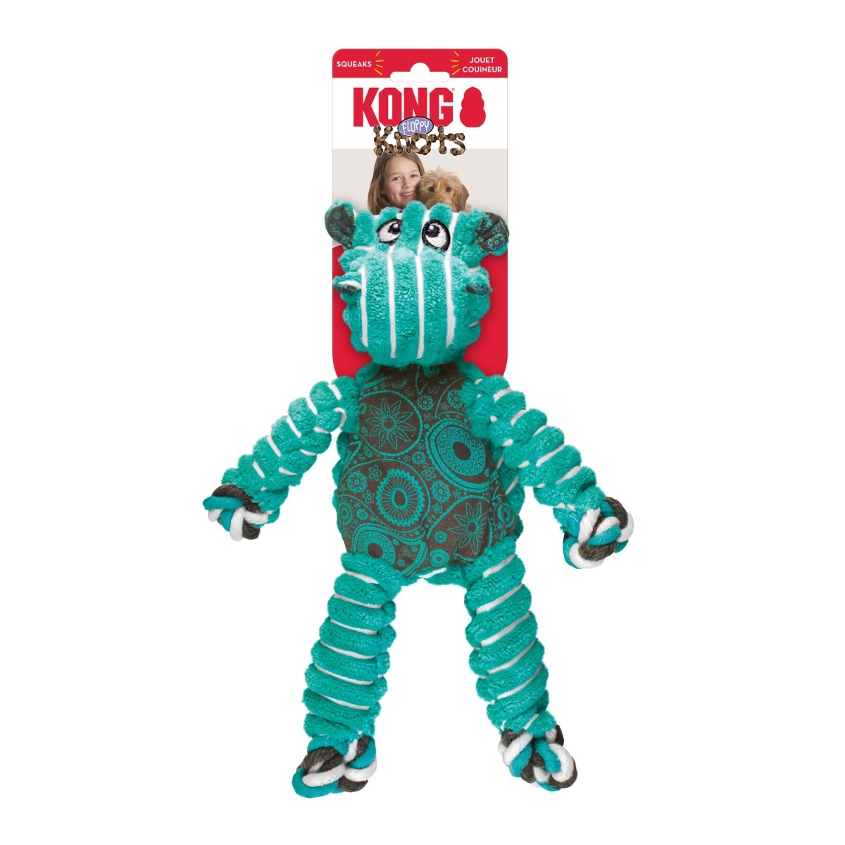 KONG Floppy Knots Hippo rotaļlieta suņiem, M/L izmērs - Produkta attēls 2