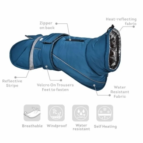 Ohana Windproof Eco suņu mētelis L, zils - Produkta attēls 4