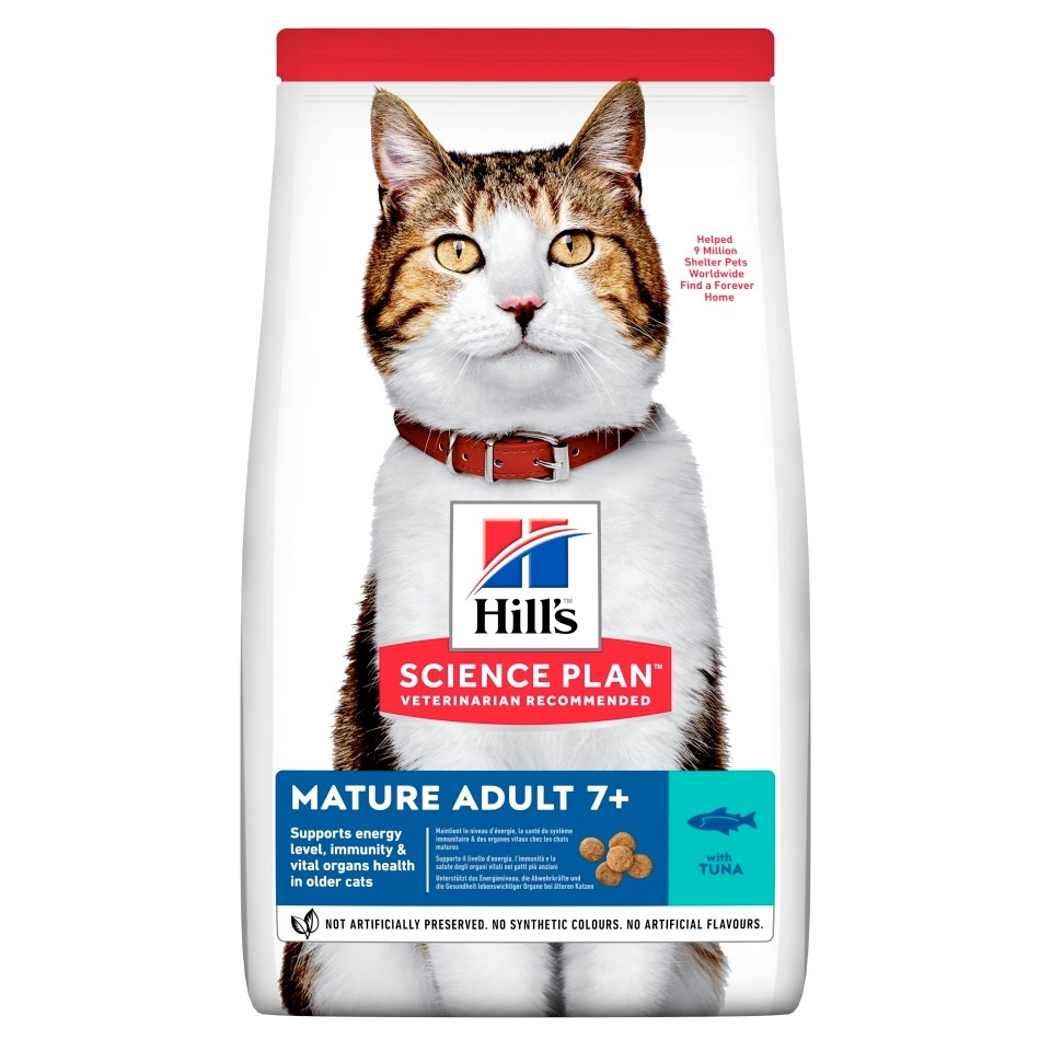 HILL'S SP Mature 7+ sausā barība kaķiem, tuncis, 1,5kg - Produkta attēls 2