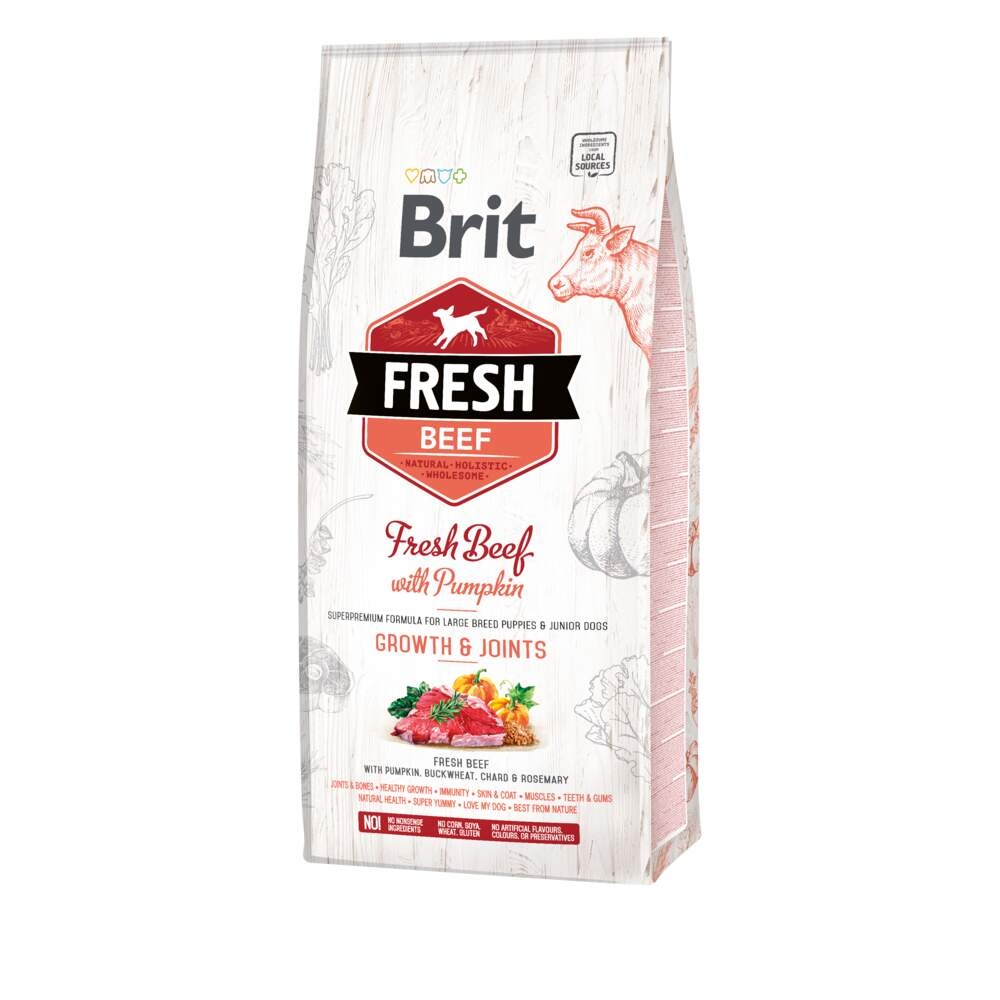 BRIT Fresh Large sausā barība kucēniem, liellops/ķirbis, 12kg - Produkta attēls 2