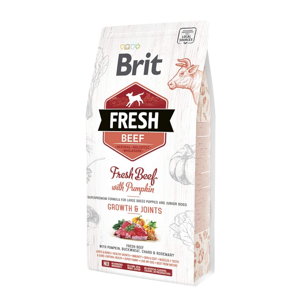 BRIT Fresh Large sausā barība kucēniem, liellops/ķirbis, 2,5kg - Produkta attēls 2