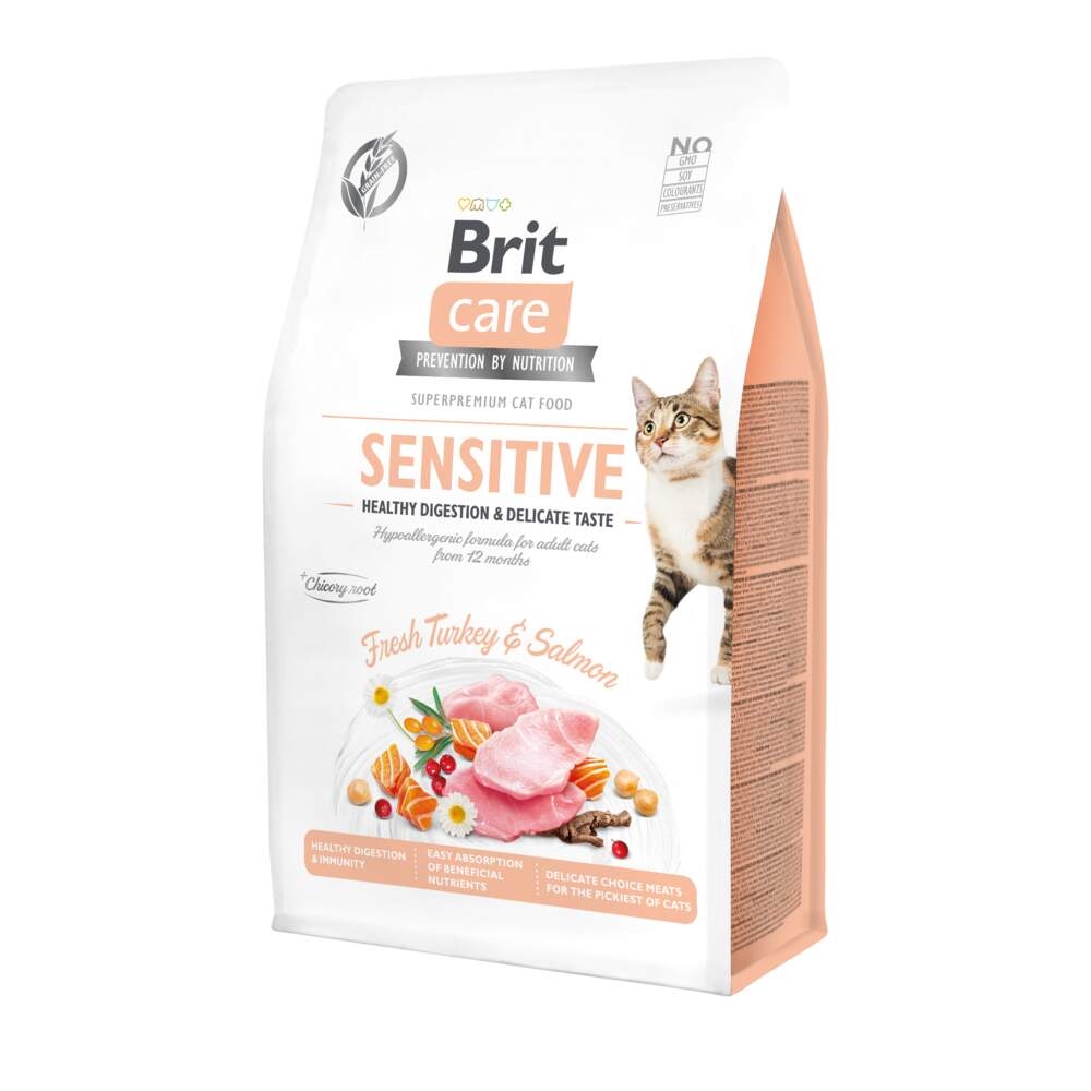 BRIT Care Sensitive sausā barība kaķiem tītars/lasis 2kg - Produkta attēls 2
