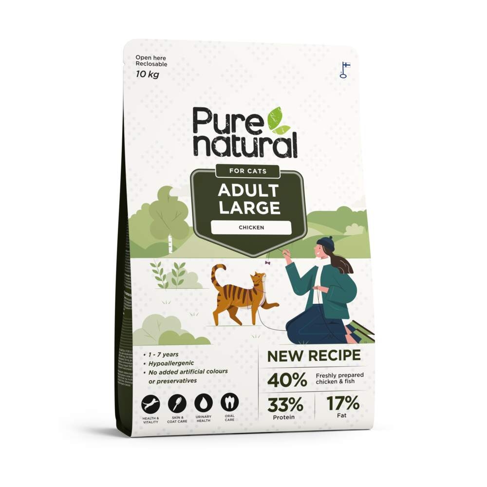 PURENATURAL Large sausā barība kaķiem, vista/lasis, 10kg - Produkta attēls 2