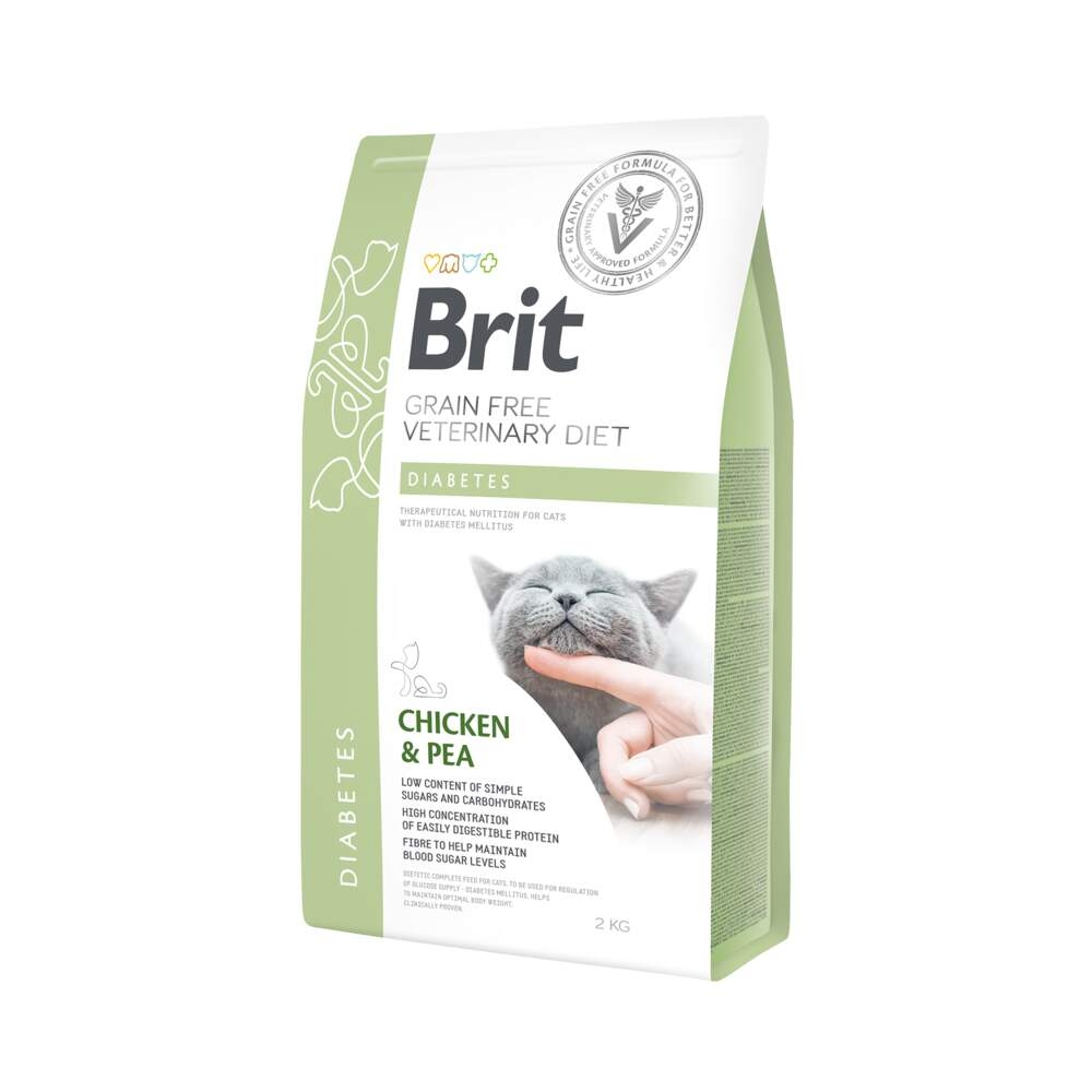 BRIT GF VD Diabetes sausā barība kaķiem, vista/zirņi, 2kg - Produkta attēls 2