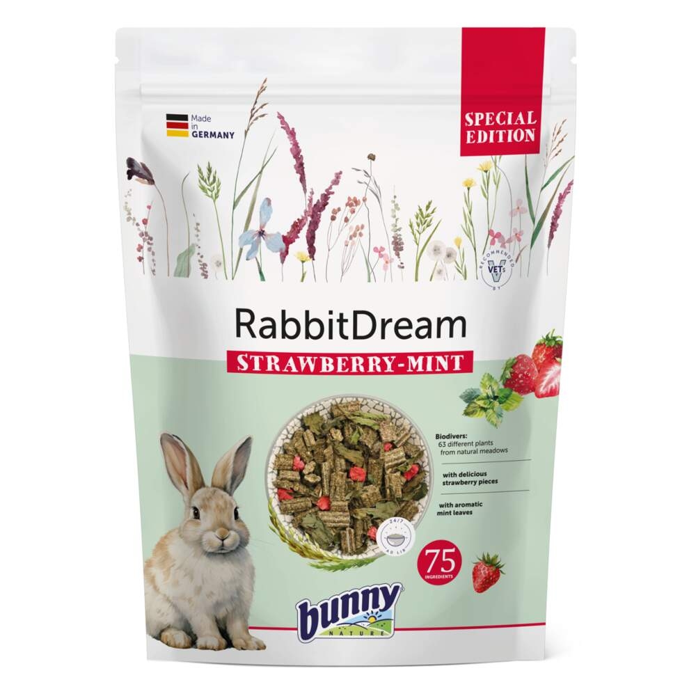 BUNNY Dream barība trušiem, zemenes/piparmētras, 1,5kg - Produkta attēls 2