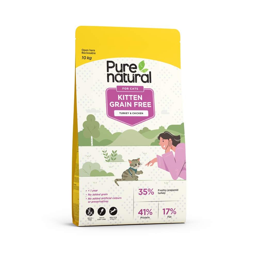 PURENATURAL Grain Free sausā barība kaķēniem, vista/tītars, 10kg - Produkta attēls 2
