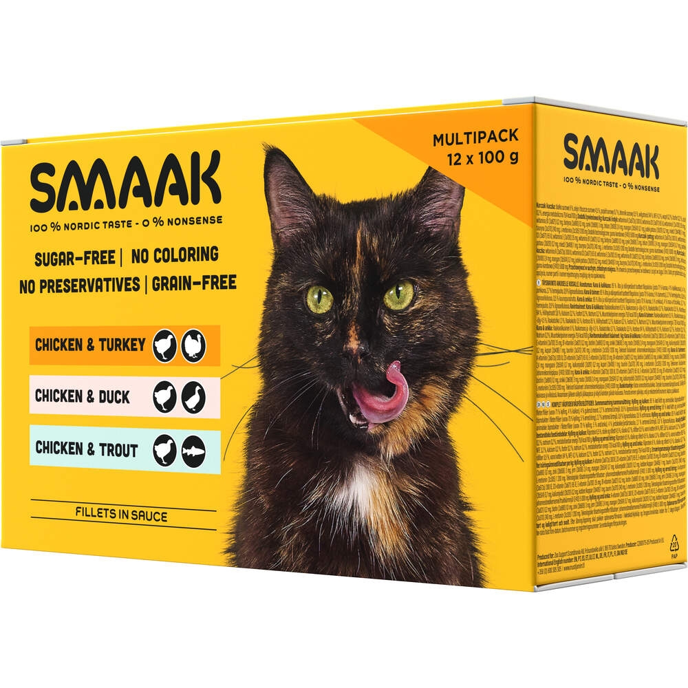 SMAAK Multipack mitrās barības izlase kaķiem, 12 x 100g - Produkta attēls 2