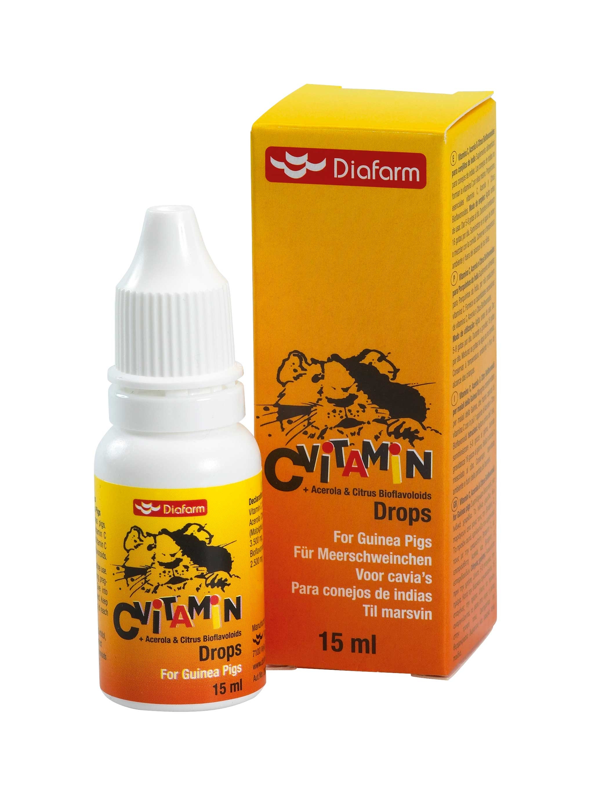 Diafarm barības piedeva jūrascūciņām, ar C vitamīnu 15 ml - Produkta attēls 2