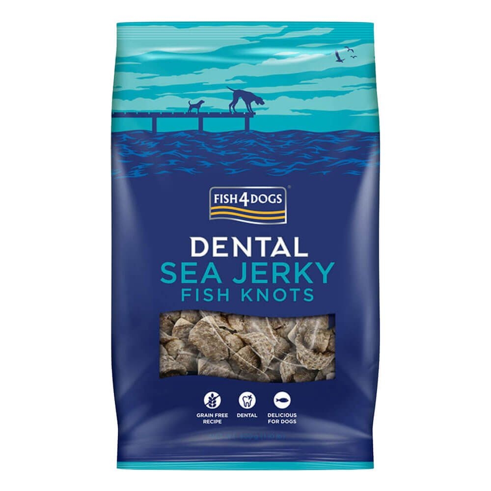 FISH4DOGS Dental Sea Jerky Knots kārumi suņiem, zivju āda,100g - Produkta attēls 2