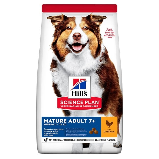 HILL'S SP Mature 7+ Medium sausā barība suņiem, vista,14kg - Produkta attēls 2