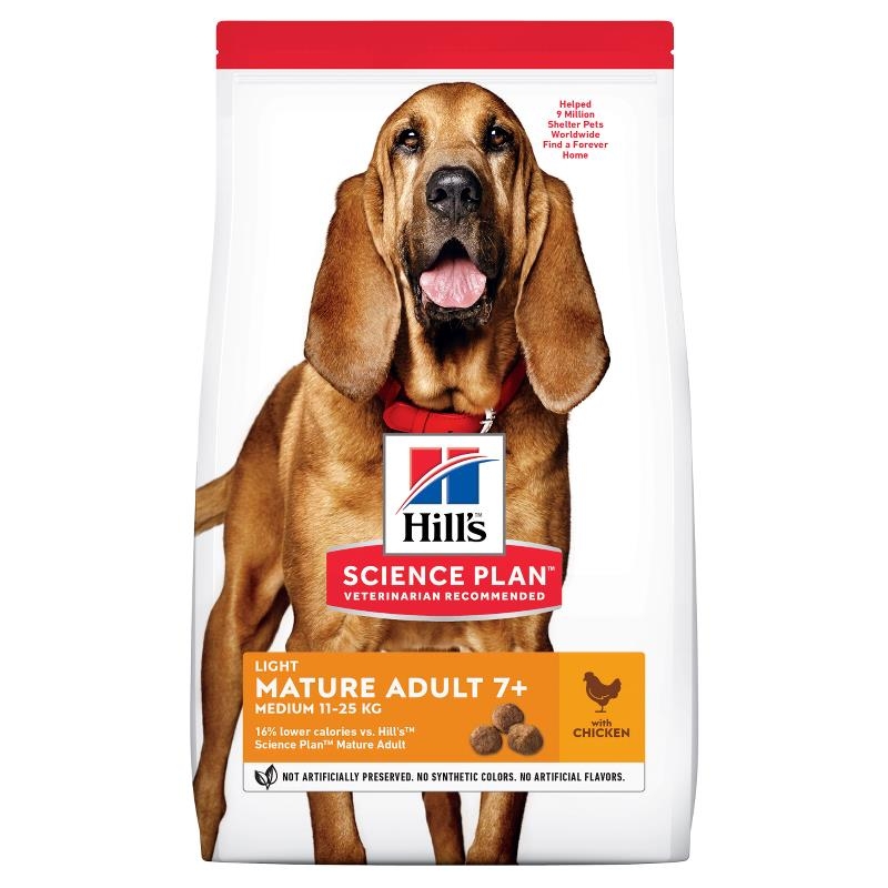 HILL'S SP Light Mature 7+ Medium sausā barība suņiem, vista,14kg - Produkta attēls 2