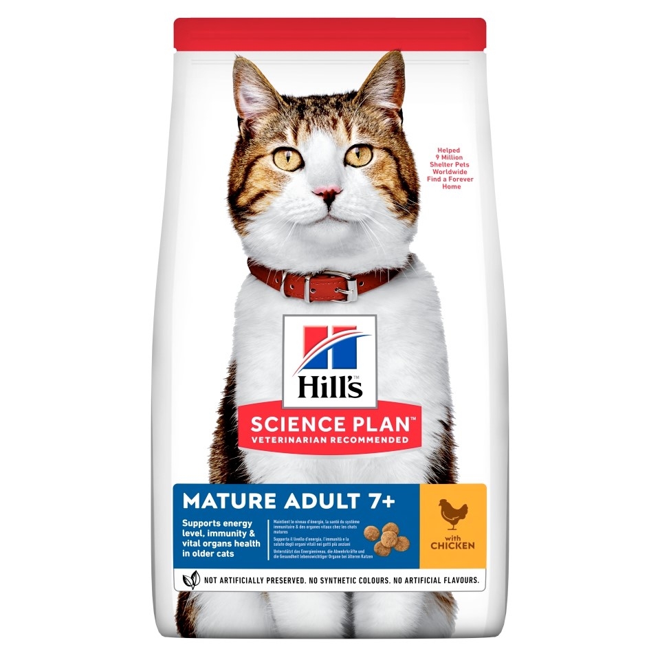 HILL'S SP Mature 7+ sausā barība kaķiem, vista, 10kg - Produkta attēls 2